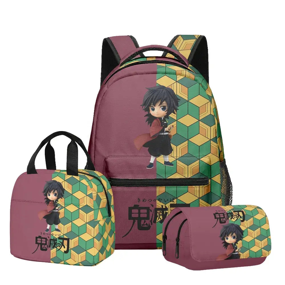 Demon Slayer Backpack Set: Tanjiro & Nezuko School Gear